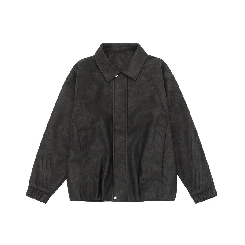 Unisex Boxy Shirt Jacket with concealed press stud placket, raglan seams and elastic hem EVA-US