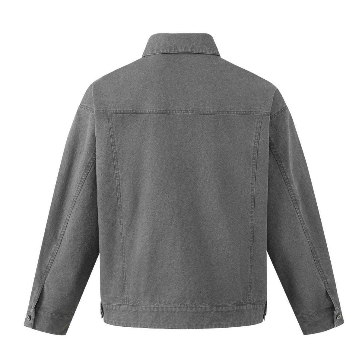 Men's Boxy Canvas Blouson in Workwear Look with Shirt Collar and Quilted Pocket Area EVA-US