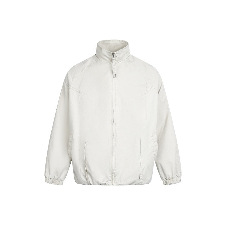 Unisex Lightweight Boxy Windbreaker with High Stand Collar, Full Zip and Elastic Hem EVA-US