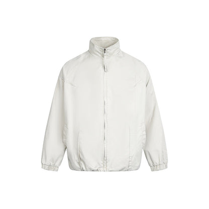 Unisex Lightweight Boxy Windbreaker with High Stand Collar, Full Zip and Elastic Hem EVA-US