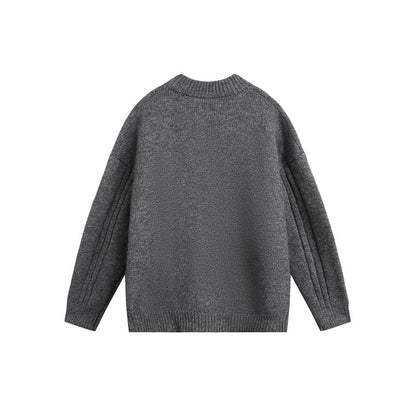 Women's Chunky Knit Cable Knit Sweater with Henley Placket and Stand-Up Collar EVA-US