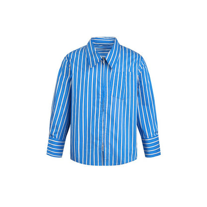 Women Boxy Shirt with Full Zipper, Kent Collar and Breast Pocket EVA-US