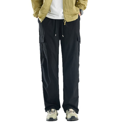 Men's Wide Tech Cargo Pants with Utility Pockets and Adjustable Waist EVA-US