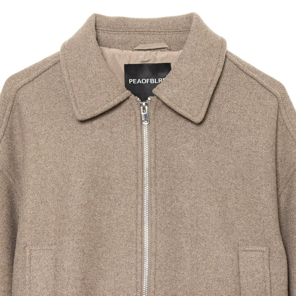 Women's short wool blend jacket with front zipper and drawstring hem EVA-US