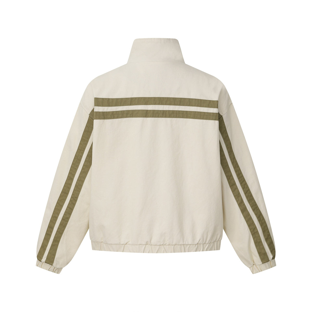 Unisex Short Cut Boxy Blouson Jacket with Stand-Up Collar and Horizontal Chest Piping EVA-US