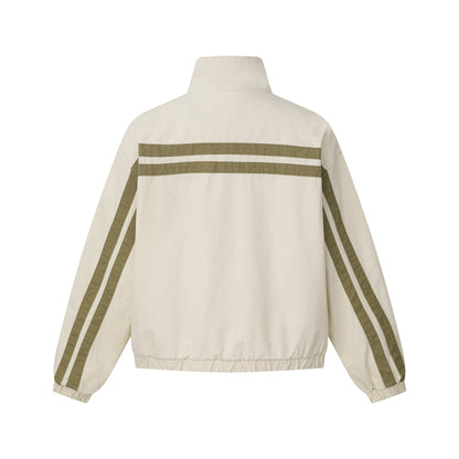 Unisex Short Cut Boxy Blouson Jacket with Stand-Up Collar and Horizontal Chest Piping EVA-US