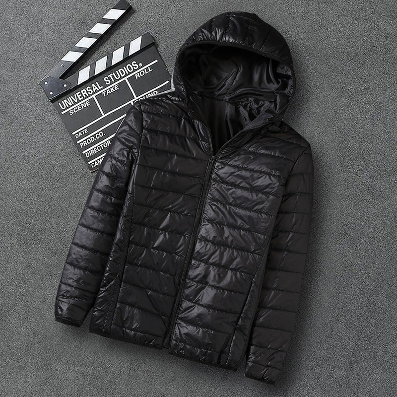 Men's nano ultra-light hooded padded jacket with pack function and windproof shell EVA-US