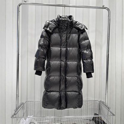 Women Long-cut quilted coat with high collar and warming down filling EVA-US