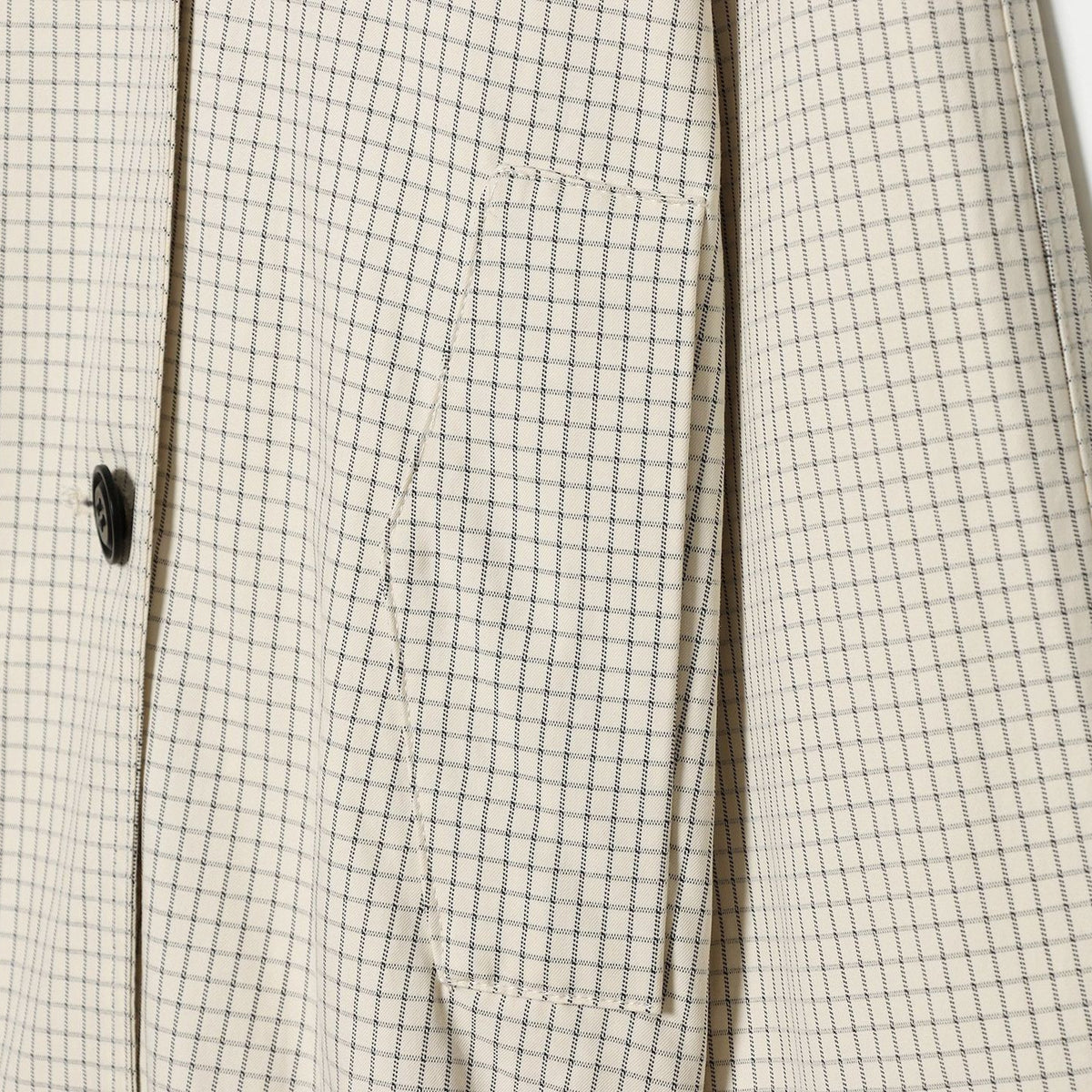 Women's Cropped Short Trench Coat with Wide Shawl Collar, Checkered Grid Print and Elastic Hem