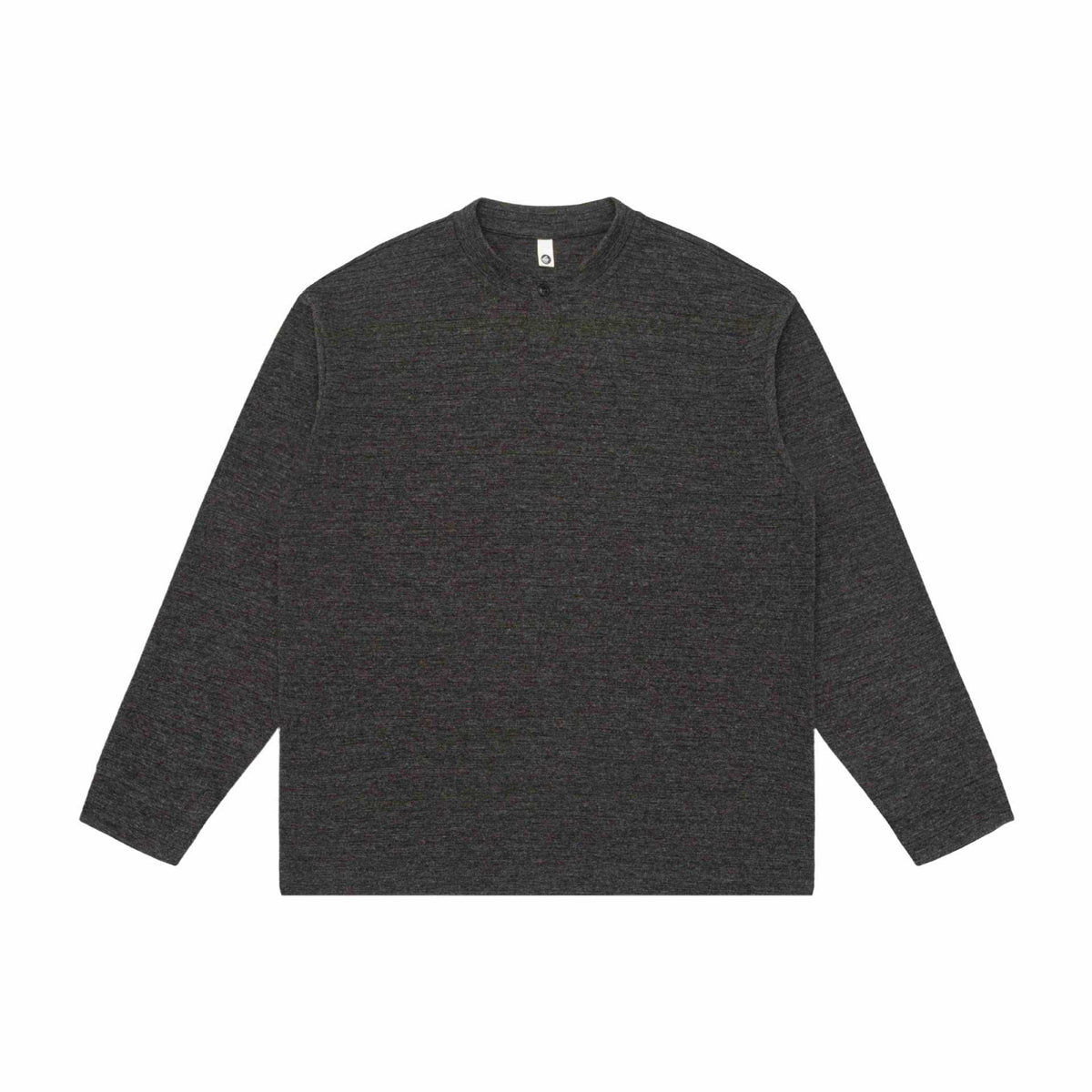 Unisex Structured Henley Sweater with Short Button Collar and Oversized Fit EVA-US