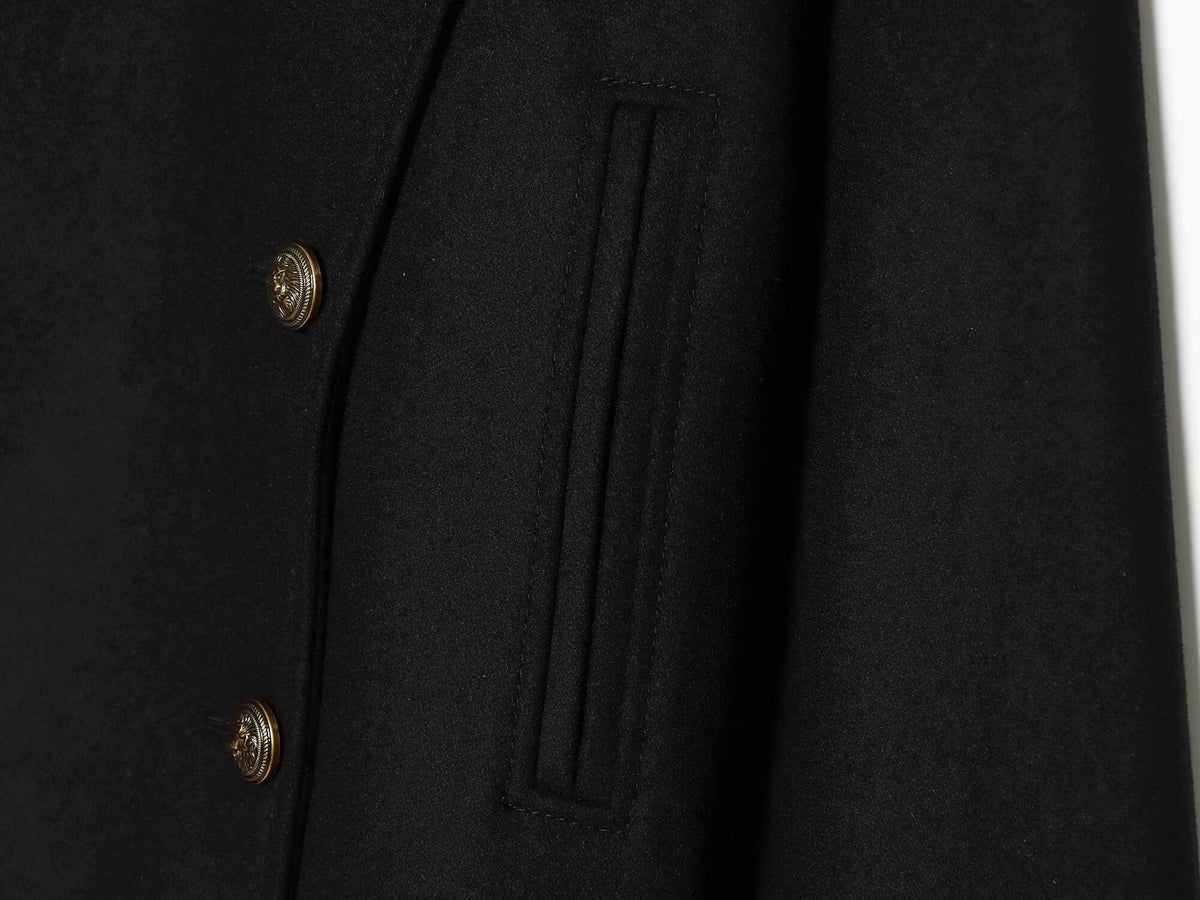 Women Short-cut maritime-inspired coat with high stand-up collar and double row EVA-US