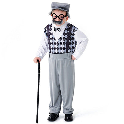 Men's carnival costume as a stylish grandfather with characteristic accessories EVA-US