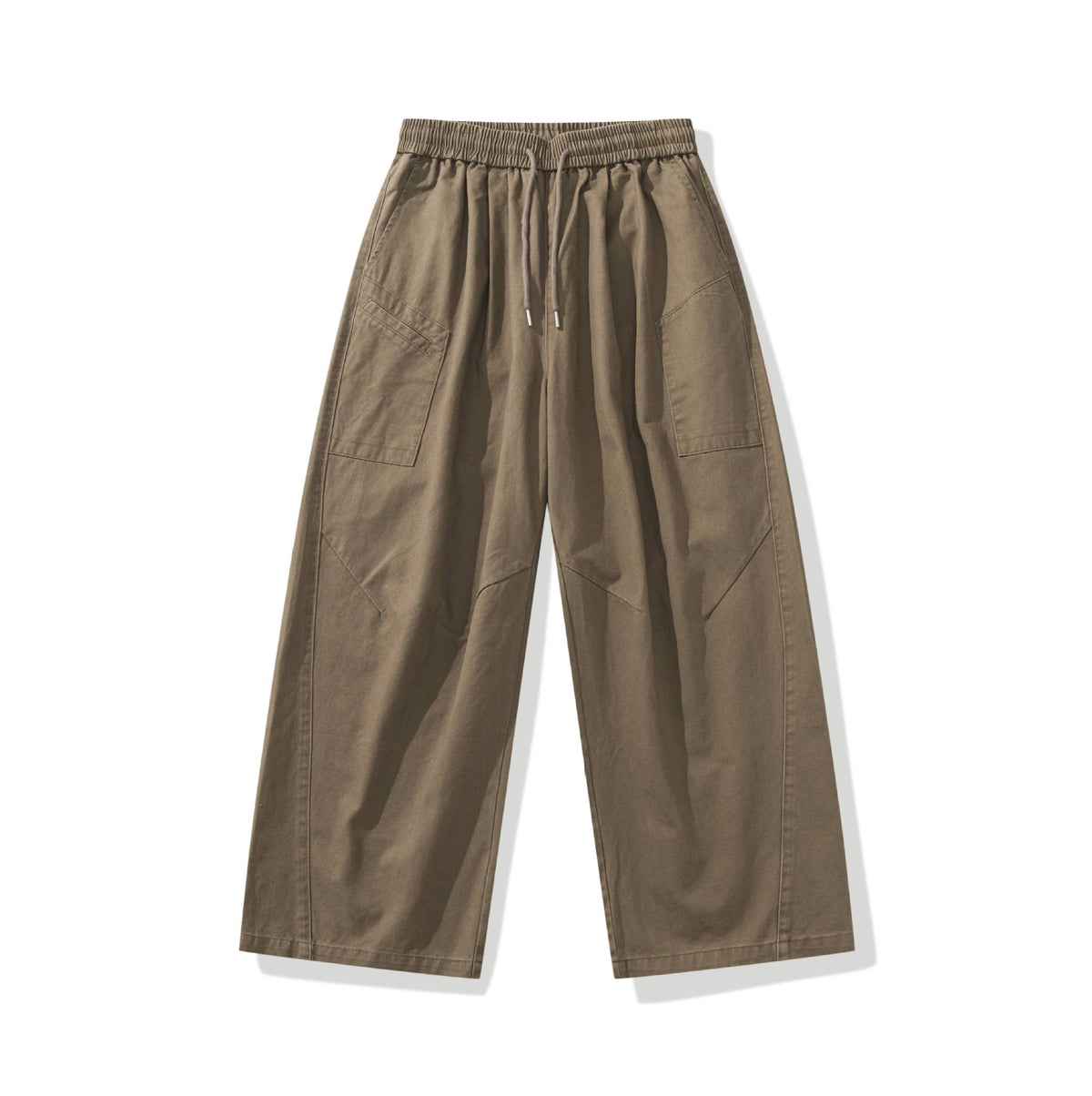 Women's wide cargo pants with elastic waistband and drawstring