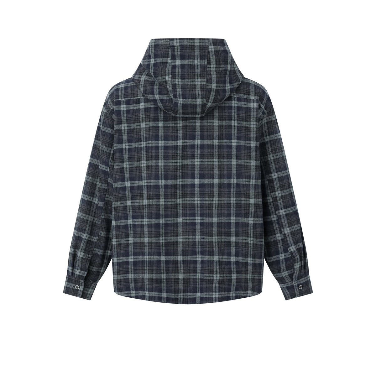 Men's check overshirt with hood, padded shirt jacket and patch pockets EVA-US