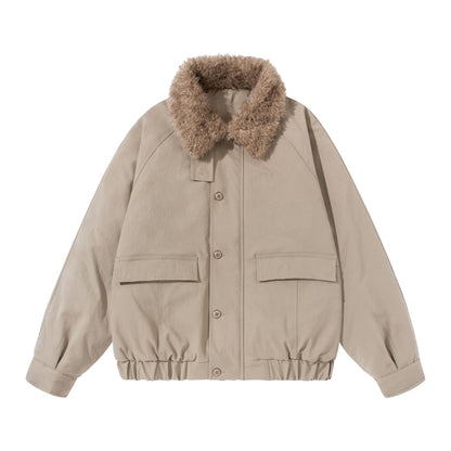 Unisex Boxy Isolation Blouson with removable faux fur shawl collar and cargo pockets EVA-US