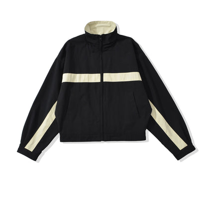 Women's sporty track jacket with high stand-up collar and contrasting stripes EVA-US