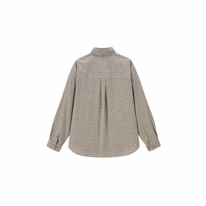 Ladies check blouse with bow collar and oversized silhouette EVA-US