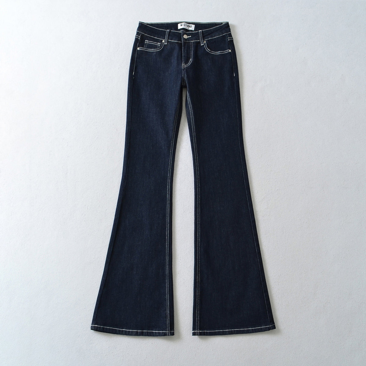 Women Flared Jeans with decorative center seam and contrast stitching EVA-US
