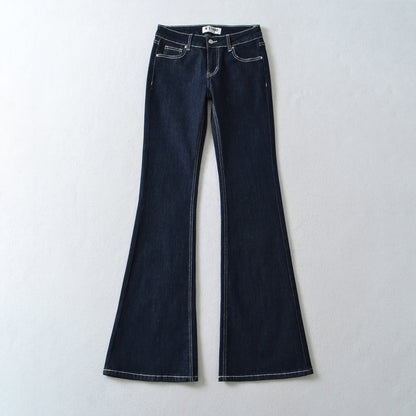Women Flared Jeans with decorative center seam and contrast stitching EVA-US