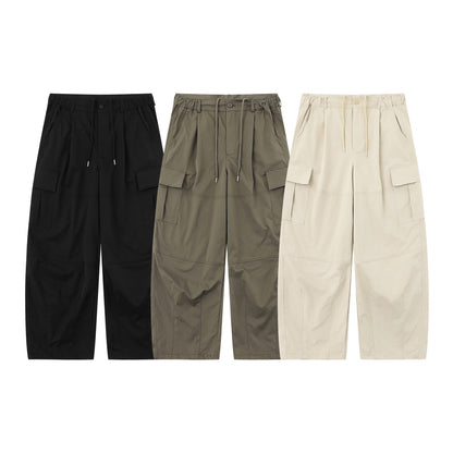 Men's cargo capri pants with elastic waistband, drawstring and utility pockets EVA-US