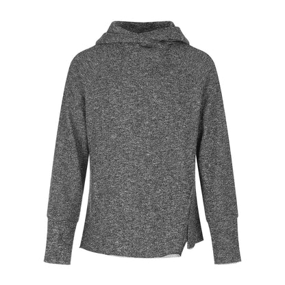 Women’s finely textured knit sweater with funnel neck, raglan sleeves, and side slit EVA-US