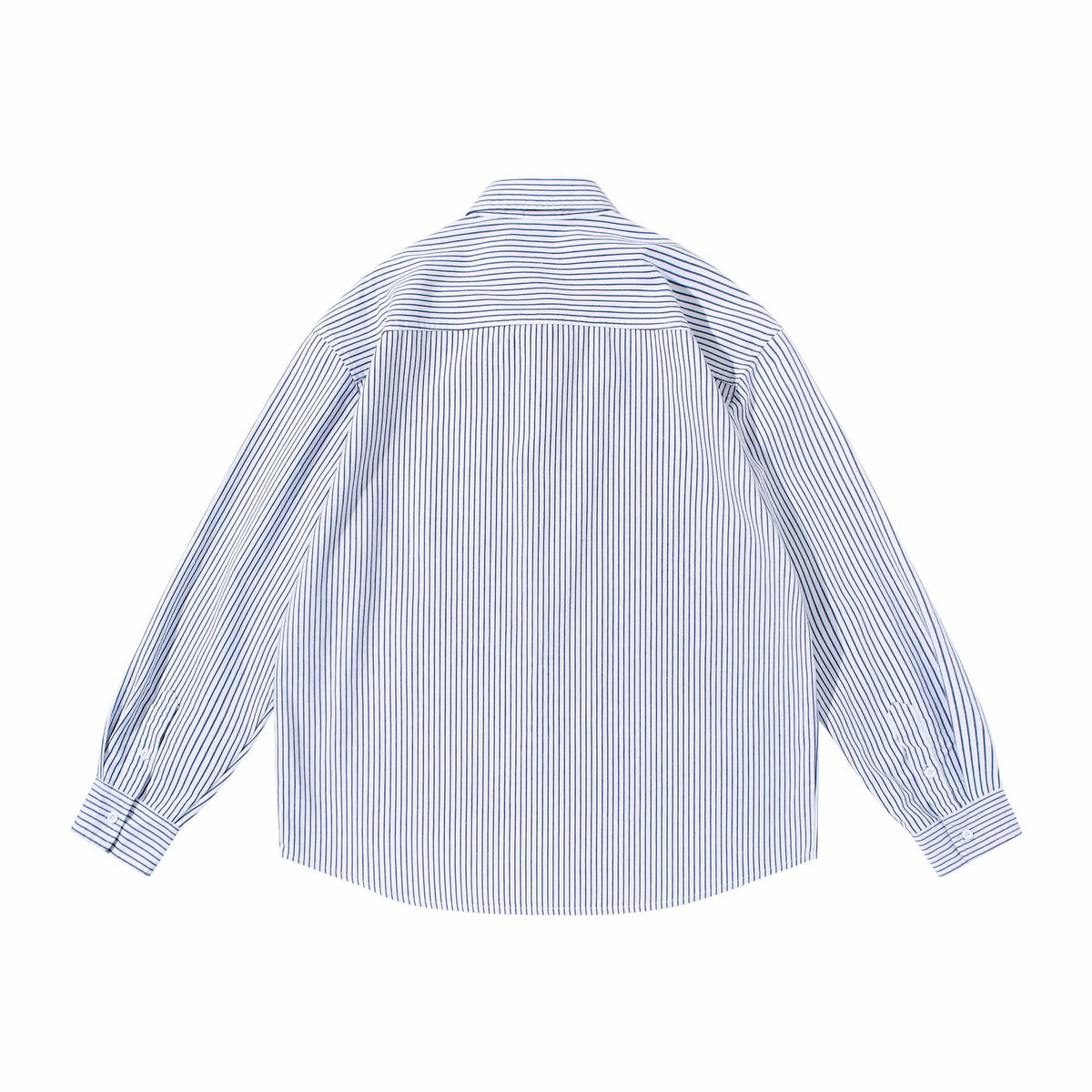 Women Striped Oversize Shirt in Oxford Style with Button-Down Collar and Chest Pocket EVA-US
