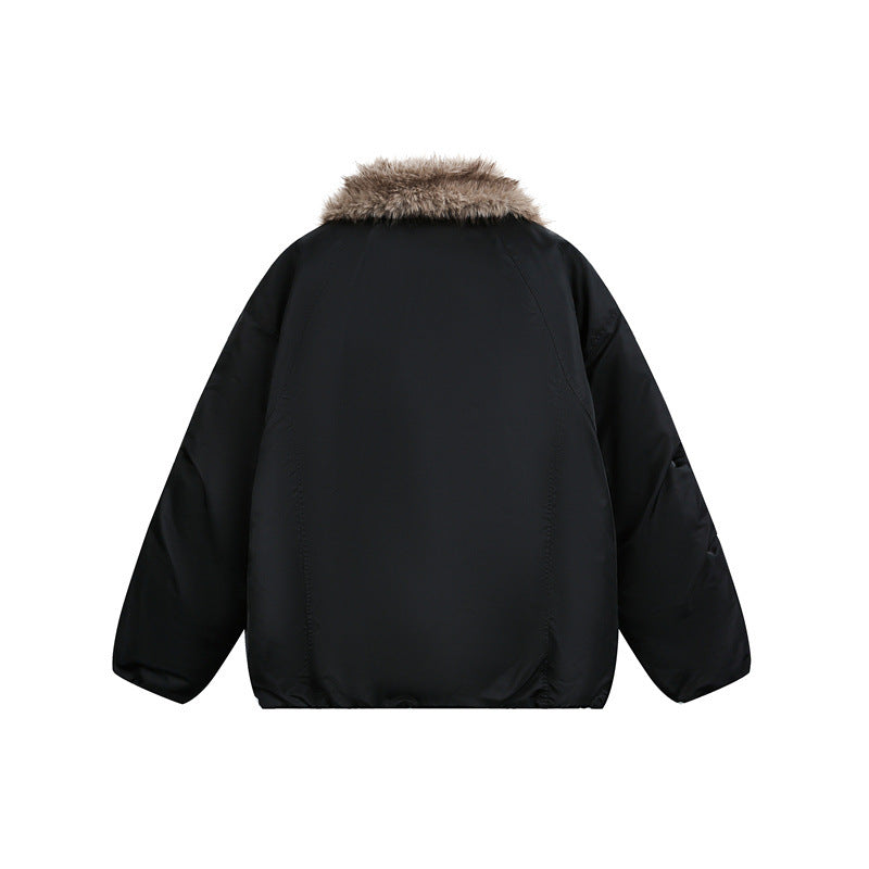 Men's down jacket with cozy faux fur lining and hood EVA-US