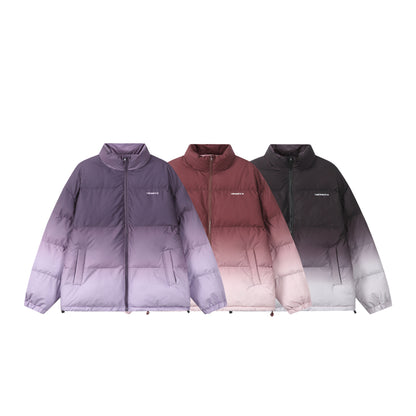 Women’s short padded quilted jacket with high funnel collar and ombré detail EVA-US