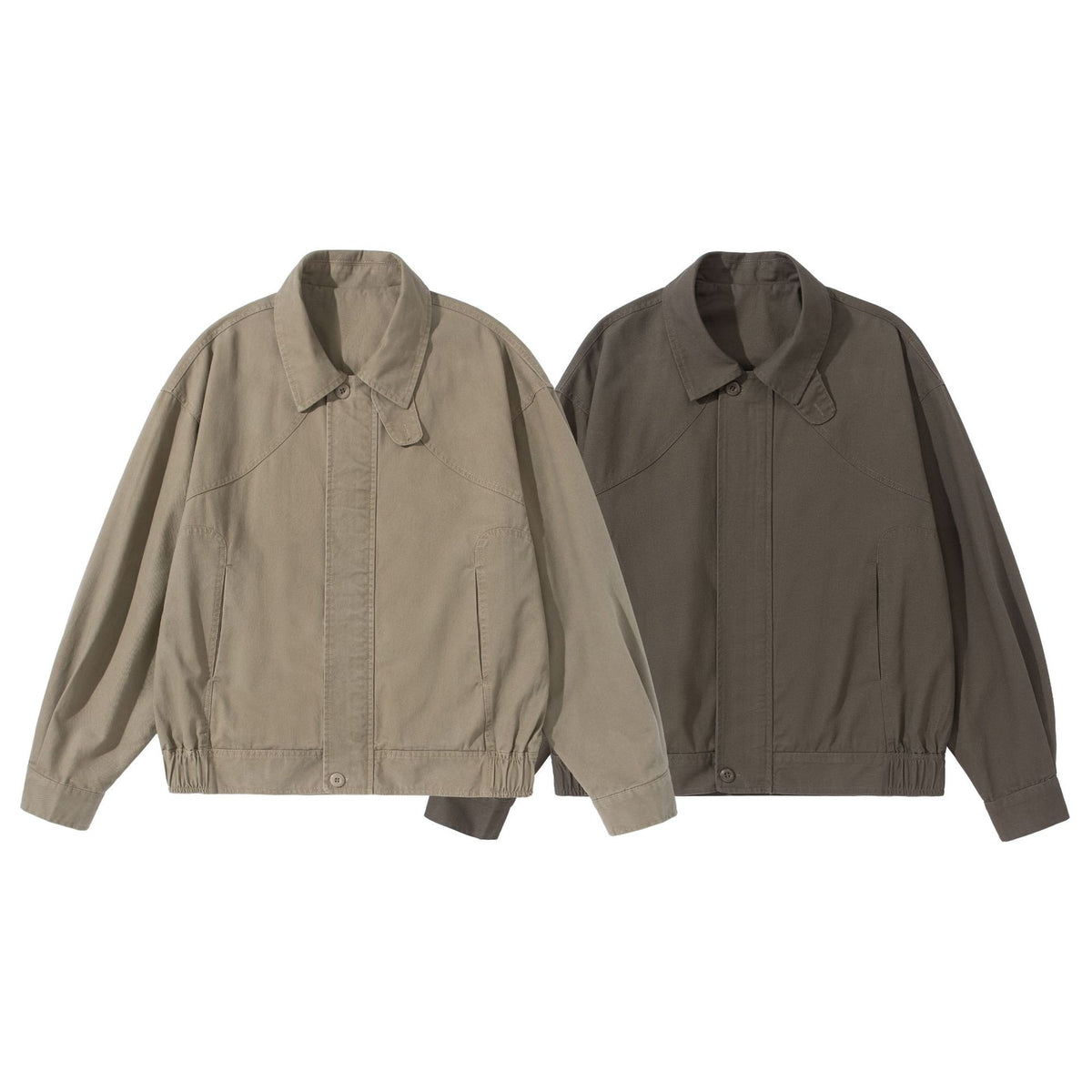 Unisex Short-Cut Utility Blouson with Shirt Collar and Elastic Hem EVA-US