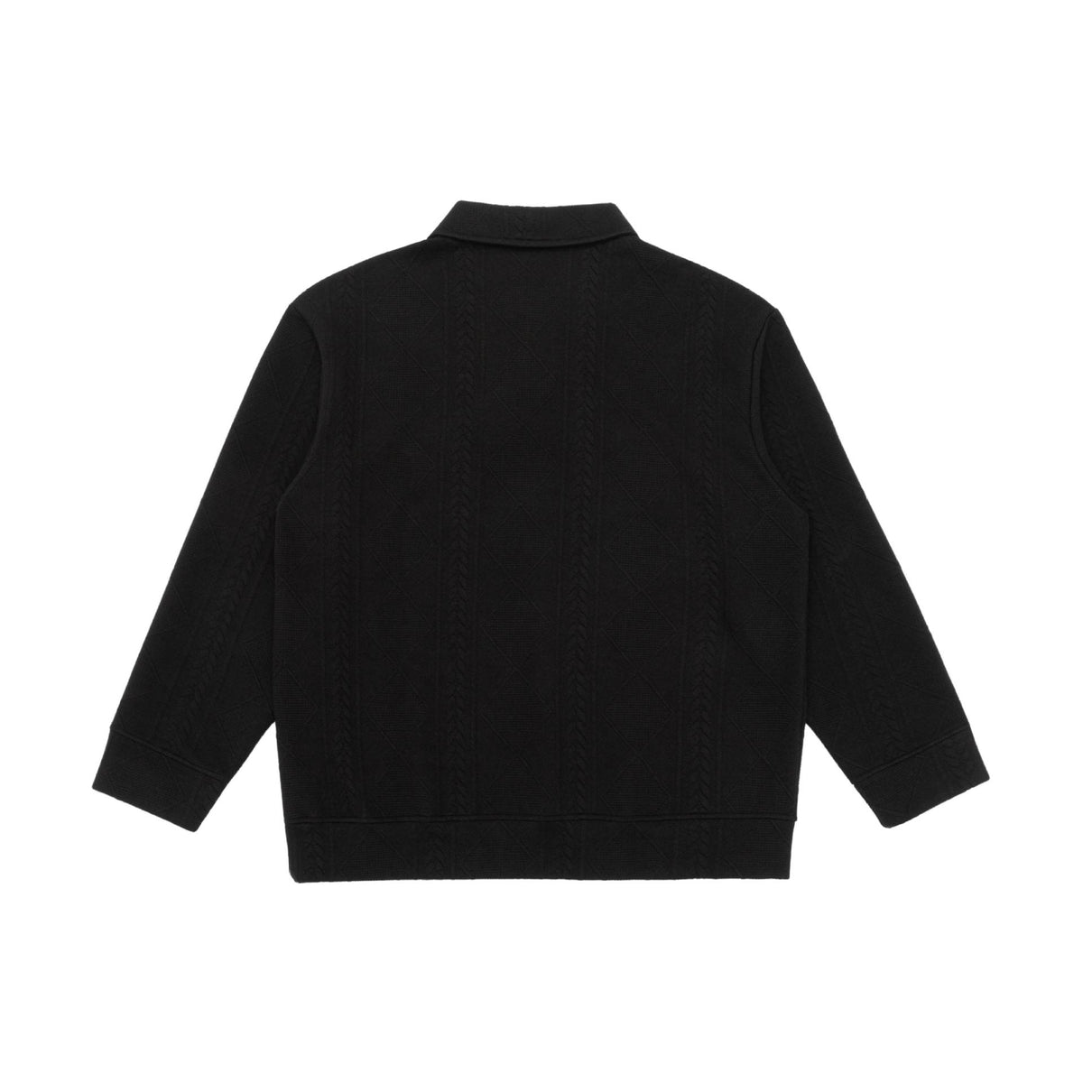 Unisex Structured Polo Sweater with Shirt Collar and Cable Pattern EVA-US