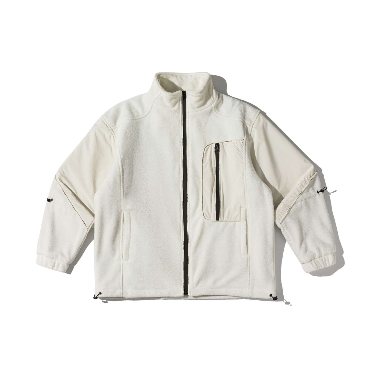Unisex Short Cut Technical Fleece Utility Jacket with High Stand-Up Collar and Multifunctional Pockets EVA-US