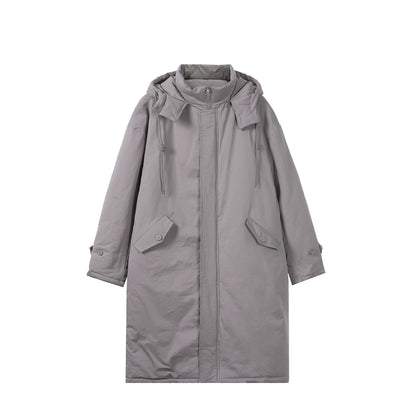 Women Long Padded Thermal Parka in Oversize Cut with Concealed Front Closure