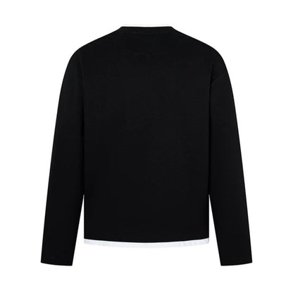 Men's Long-Sleeve Henley Layer Shirt with Contrasting Inner Collar and Modern Regular Fit EVA-US