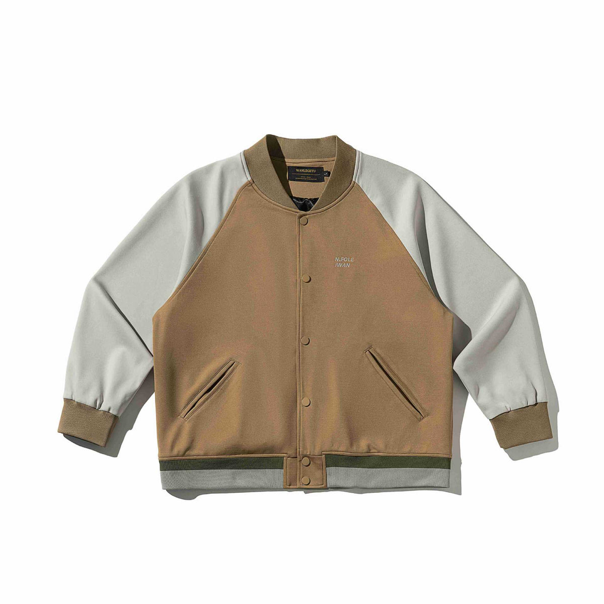 Unisex Short-cut College Bomber Jacket in Material Mix with Raglan Sleeves EVA-US