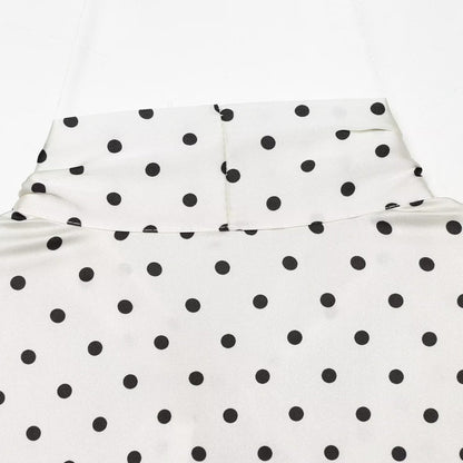 Women's blouse with bow collar, polka dot pattern and flounce sleeves EVA-US