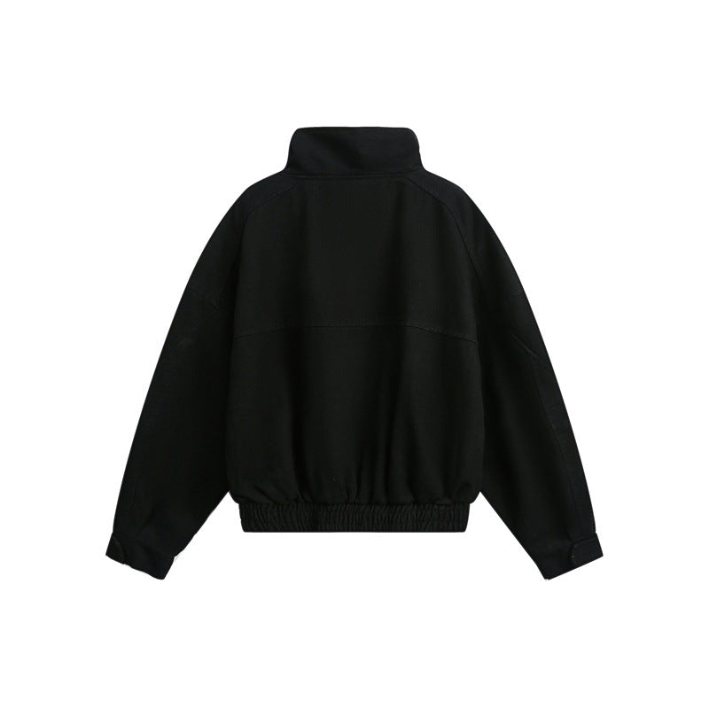 Unisex Short cut Boxy outdoor jacket with concealed zipper placket, high stand-up collar and elastic waistband EVA-US