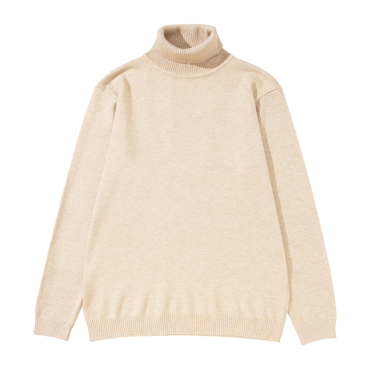Unisex turtleneck sweater made of fine fine knit with ribbed collar and dropped shoulder EVA-US