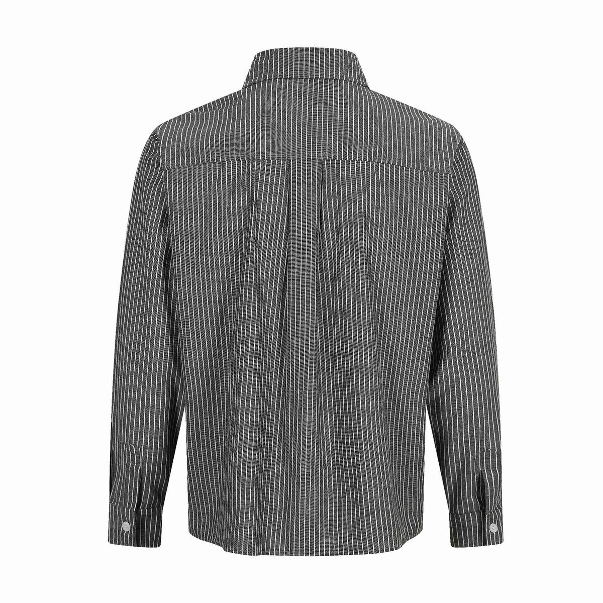 Men Striped Cotton Shirt with Artistic Embroidery and Kent Collar EVA-US
