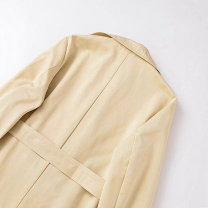 Women's midi trench coat made of lightweight functional fabric with tied belt and storm flap EVA-US