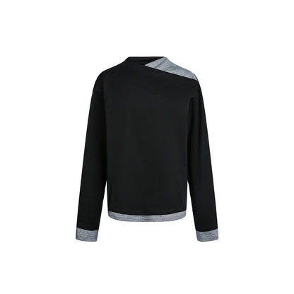 Women's long sleeve shirt with asymmetrical shoulder cutout and contrasting cuffs EVA-US