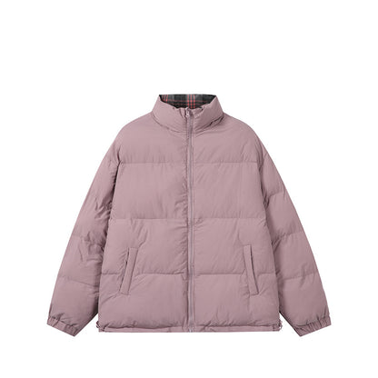 Unisex Boxy-Short Parka with quilted insulation, drawstring hem and plaid lined collar EVA-US