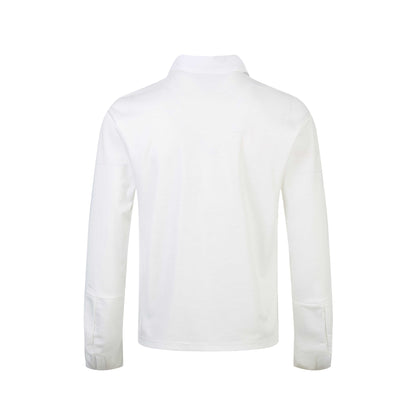 Women’s polo shirt-long sleeve shirt with shirt collar, text print and rhinestone application EVA-US