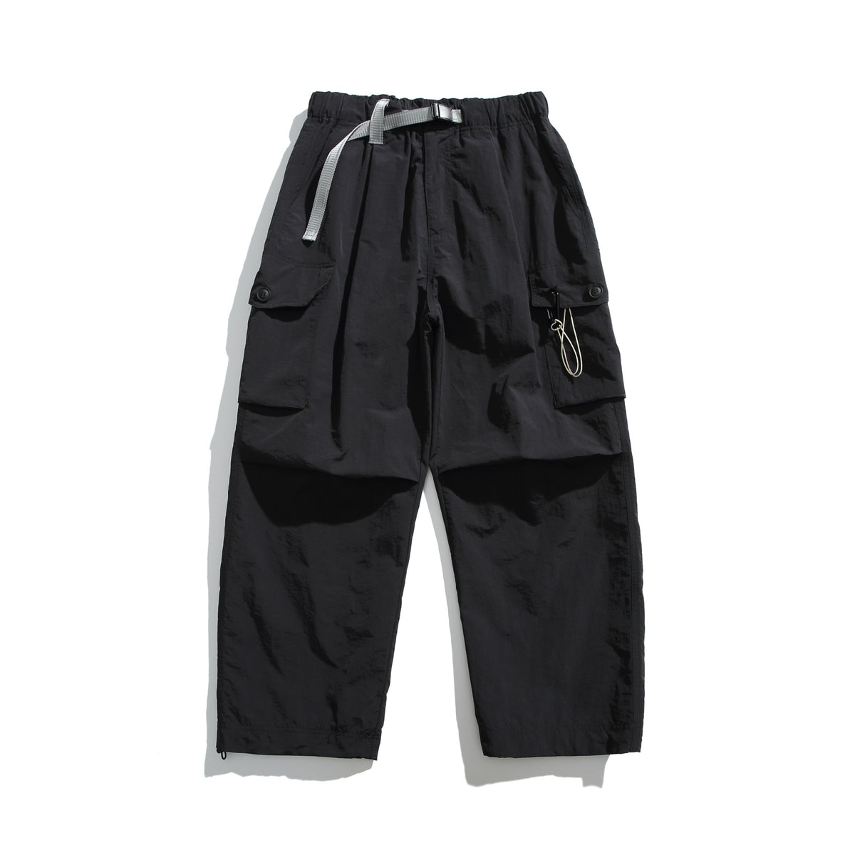 Men's cargo pants in utility style with elastic waistband and integrated belt EVA-US