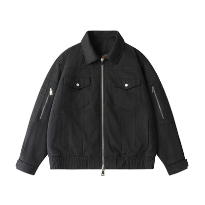 Unisex Urban Utility Blouson Jacket with Cargo Pockets and Two-Way Zipper EVA-US