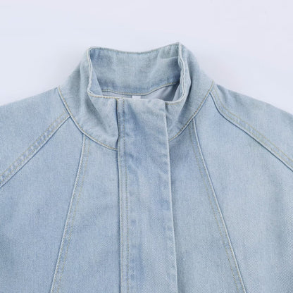 Women's short jacket made of lightweight denim quality with raglan sleeves and concealed placket EVA-US