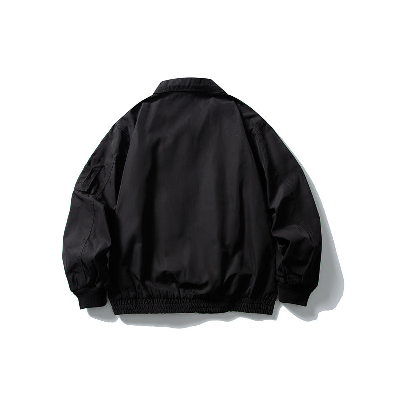 Men's Lightweight Utility Zip Jacket with Zipper, Arm Pocket and Elastic Hem EVA-US