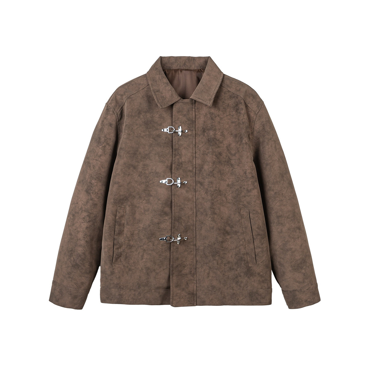 Unisex Short-cut Velours-look Jacket with decorative Metal Fasteners EVA-US