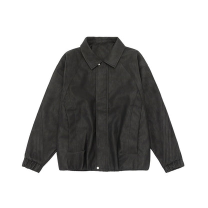 Unisex Boxy Shirt Jacket with concealed press stud placket, raglan seams and elastic hem EVA-US
