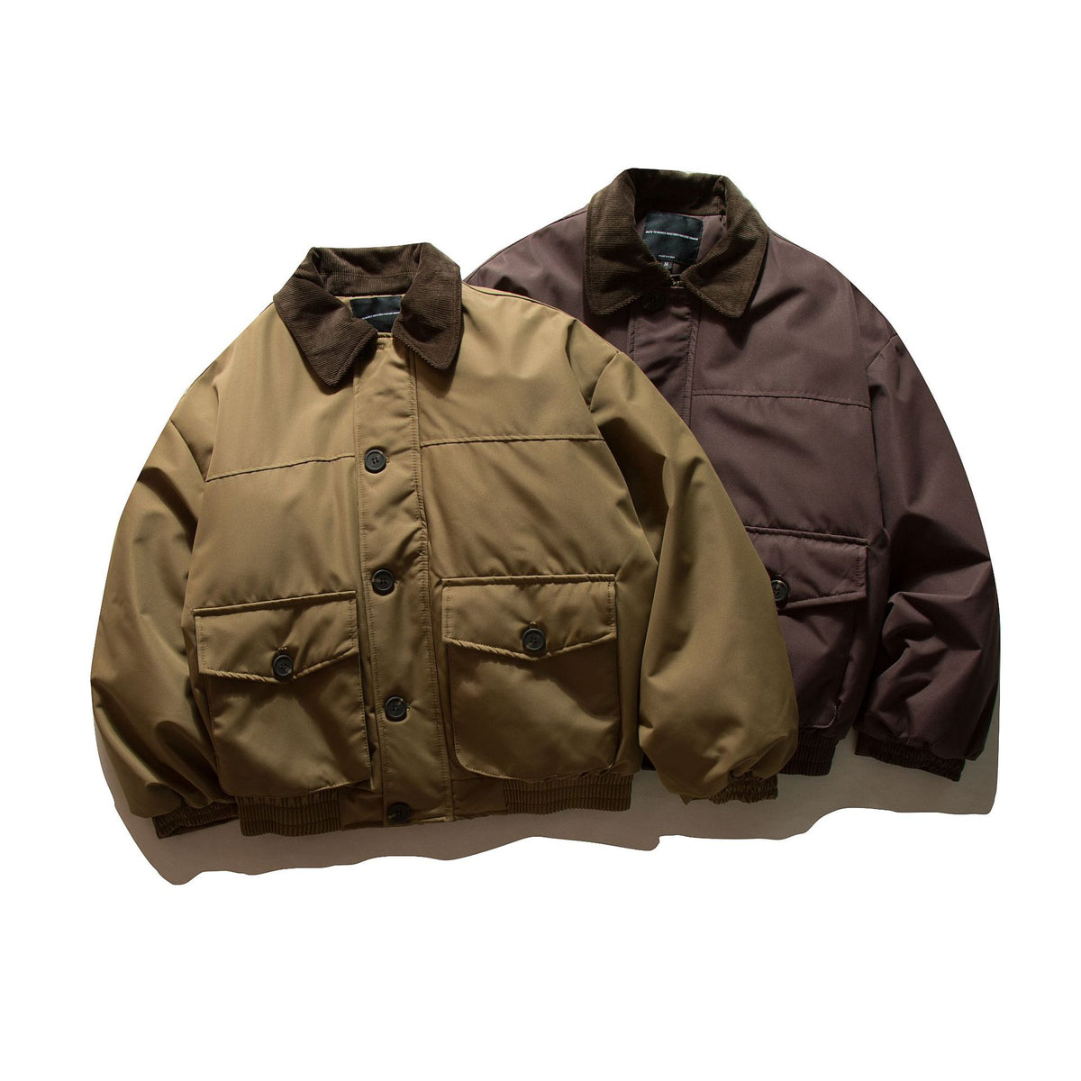 Men's short-cut thermal insulated field blouson with cord collar and spacious flap pockets EVA-US