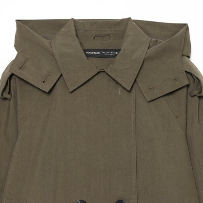Women's Short-Cut Double-Breasted Trench Cape Coat with Detachable Collar EVA-US